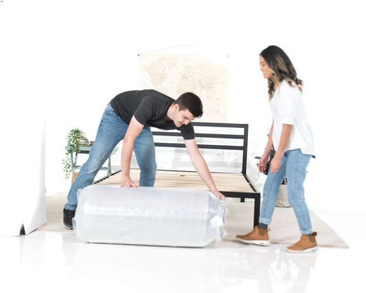 mattress bed in a box being setup